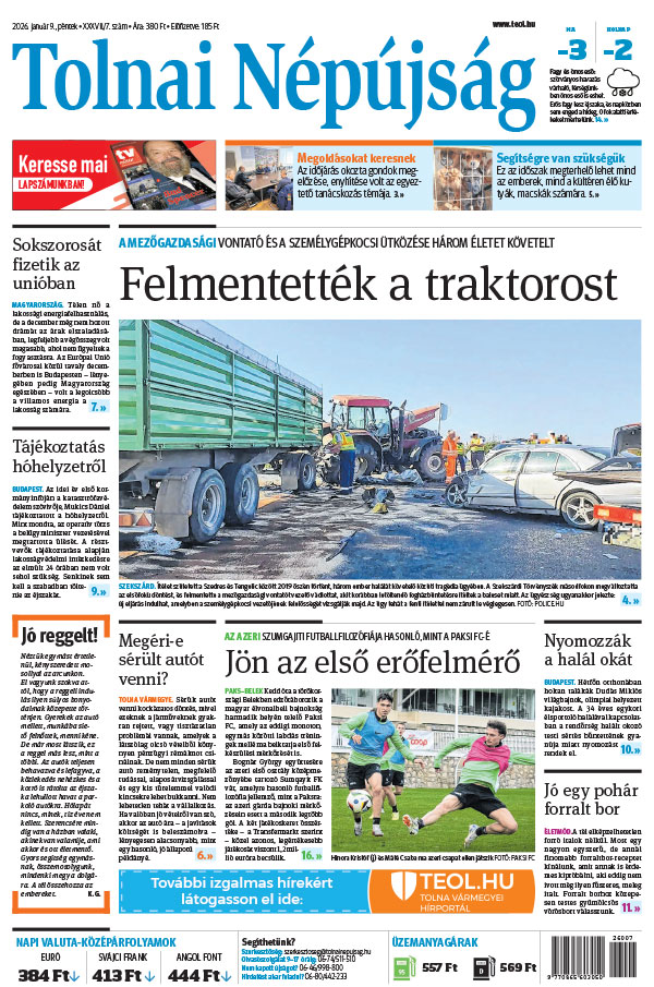 Lapszám: 2026. 01. 09. + MELLÉKLET