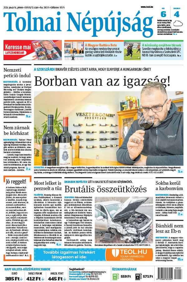 Lapszám: 2026. 01. 16. + MELLÉKLET