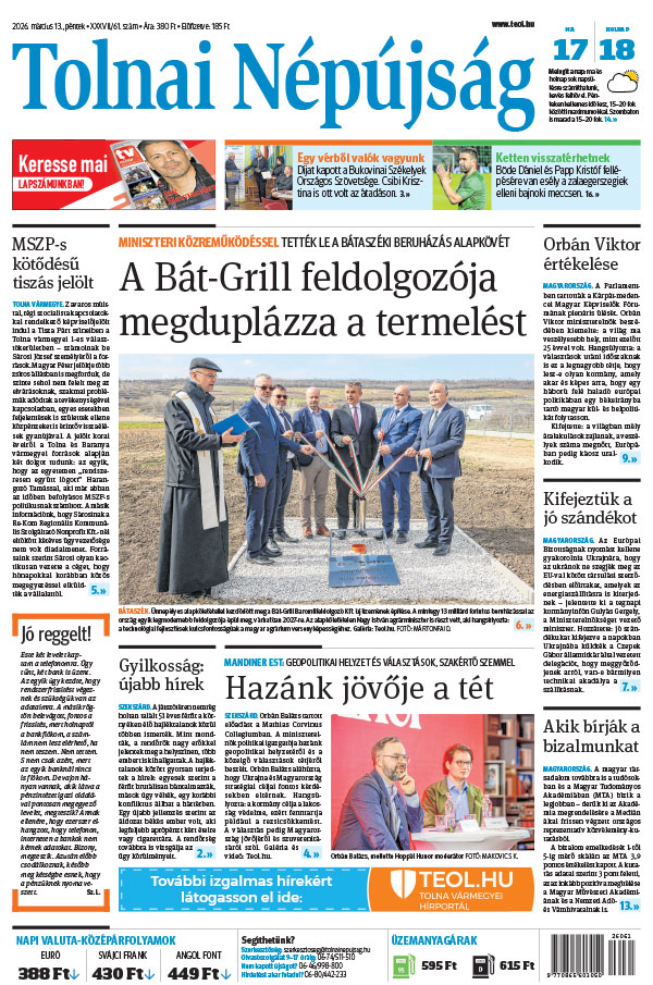 Lapszám: 2026. 03. 13. + MELLÉKLET