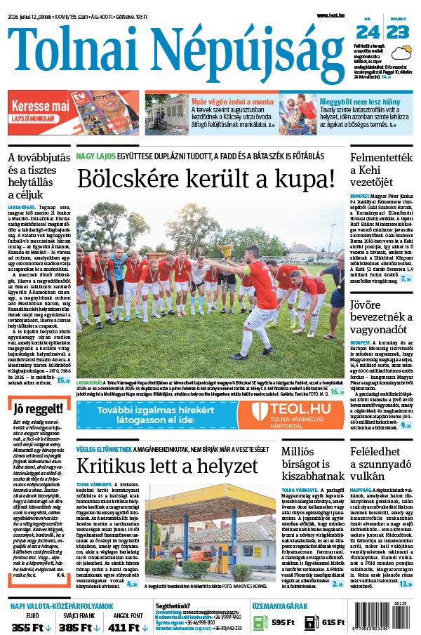 Lapszám: 2026. 06. 12. + MELLÉKLET